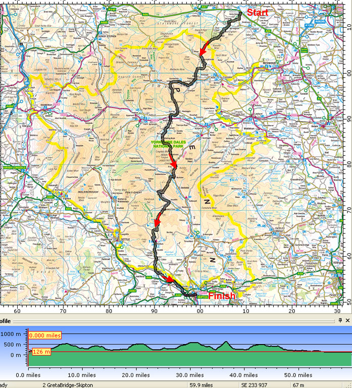 The Route of Trans-Dales Trail 2