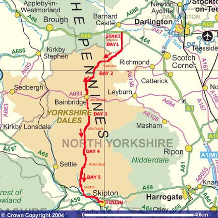 The Route of Trans-Dales Trail 2
