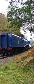 Sir Nigel Gresley rumbles down from Levisham/from a photo by Arnold Underwood, Oct 2009