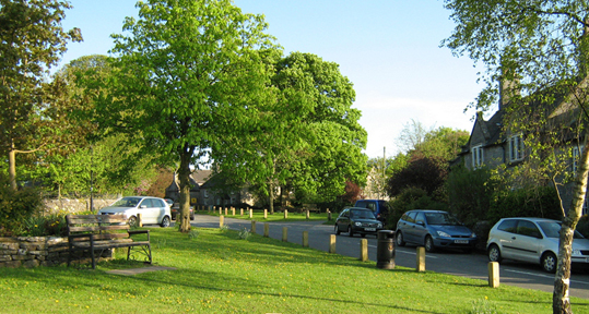 Alstonefield village green/from a photo by Arnold Underwood/May 2010