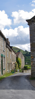 Narrow street near Hawnby Village Hall/ from a photo by Arnold Underwood, June 2011