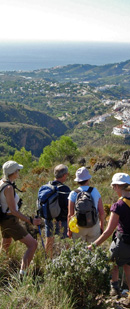 View south across Frigiliana to the Med/ from a photo by Joyce Davidson, Oct 25th 2007