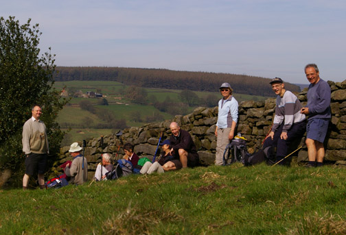 Hornsea walkers take a break on Hartoft Moor/photo by Arnold Underwood, April 2007 