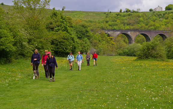 Walking by the River Wye with Monsal Head Viaduct in the background/photo by Arnold Underwood,18th May 2008