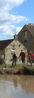 HWC members by the pond in Newton-upon-Rawcliffe/from a photo by Arnold Underwood, March 2005