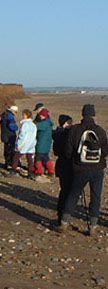 HWC members on the beach near Barmston/from a photo by Ann Underwood, January 2004